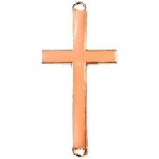 Metal connector charm Cross 46x23mm Gold - orange